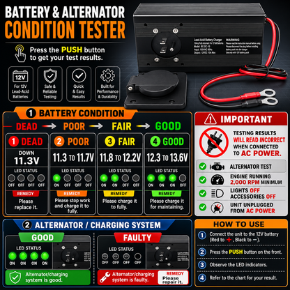 10 Amp Panel Mount Battery Charger & Tester for Dump Trailer