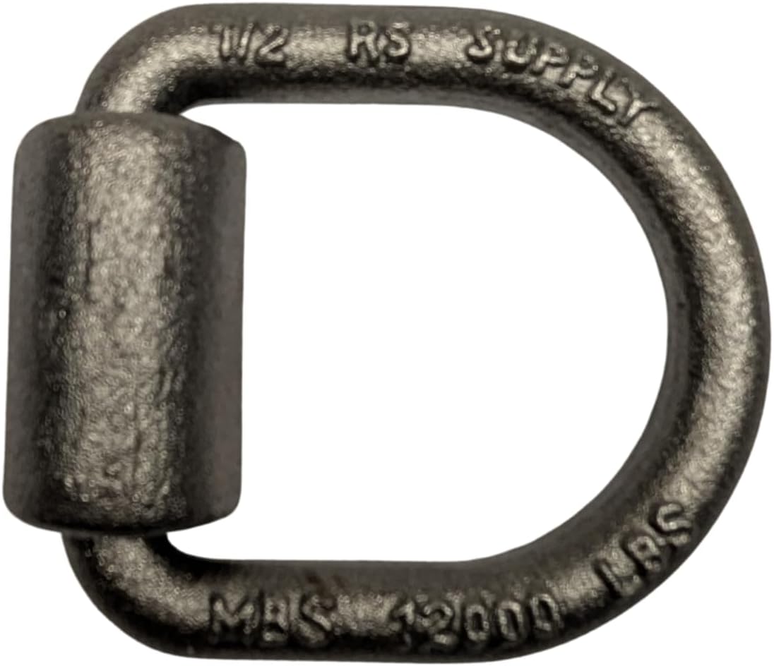 1/2" Steel Weld on D-Ring with Mounting Clip. 12,000 lbs (4 Pack)