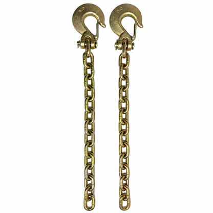 1/2" X 36" Grade 70 - Clevis Style Slip Hook Safety Chain Set - Rated at 42,400 lbs