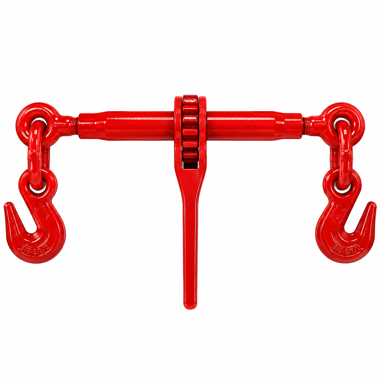 5/16" - 3/8" Ratchet Load Binder, Grade 70 Heavy Duty Forged Steel Chain Binder, 5,400 lbs WLL / 19,000 lbs Breaking Strength, Commercial Flatbed Trailer Tie-Down