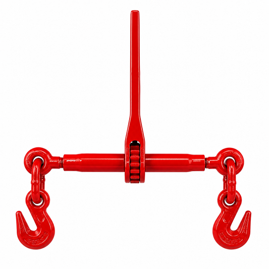 5/16" - 3/8" Ratchet Load Binder, Grade 70 Heavy Duty Forged Steel Chain Binder, 5,400 lbs WLL / 19,000 lbs Breaking Strength, Commercial Flatbed Trailer Tie-Down