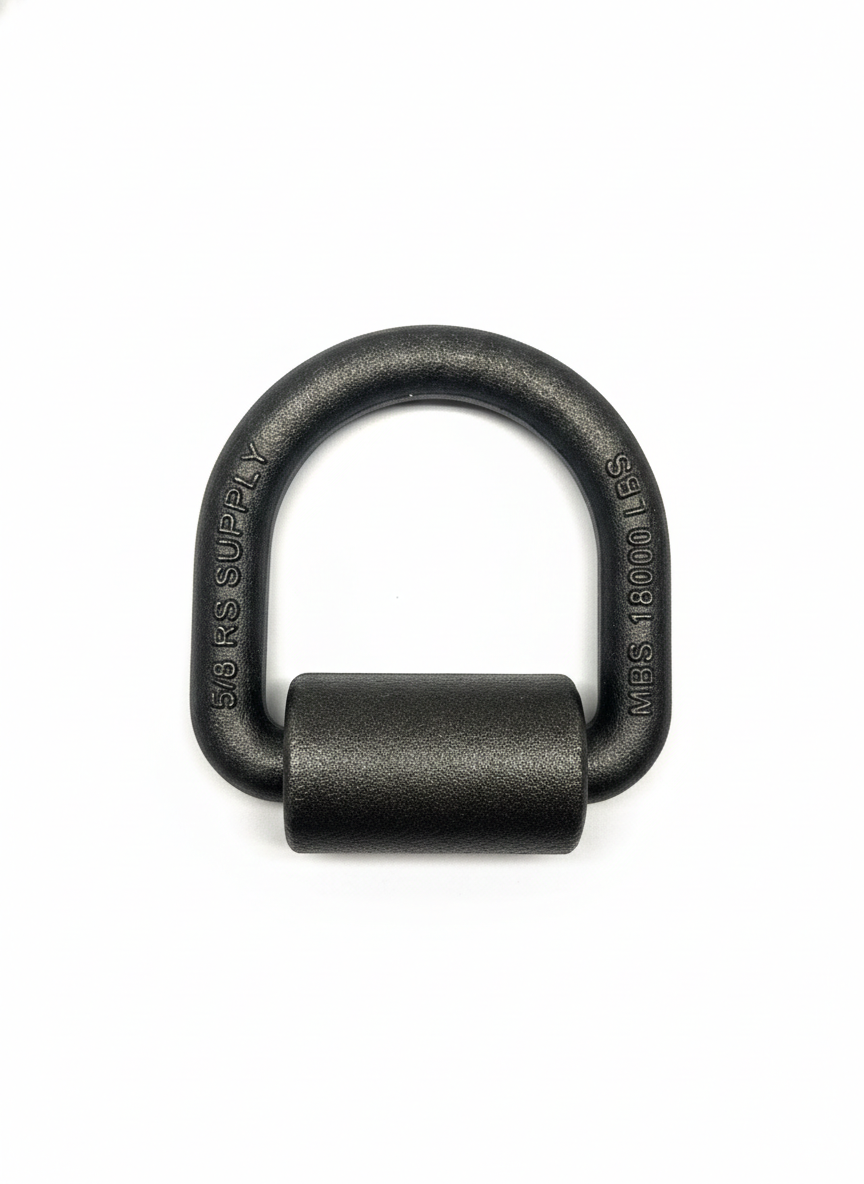5/8" Steel Weld on D-Ring with Mounting Clip. 18,000lbs Breaking Strength, 6000lbs Working Load Limit