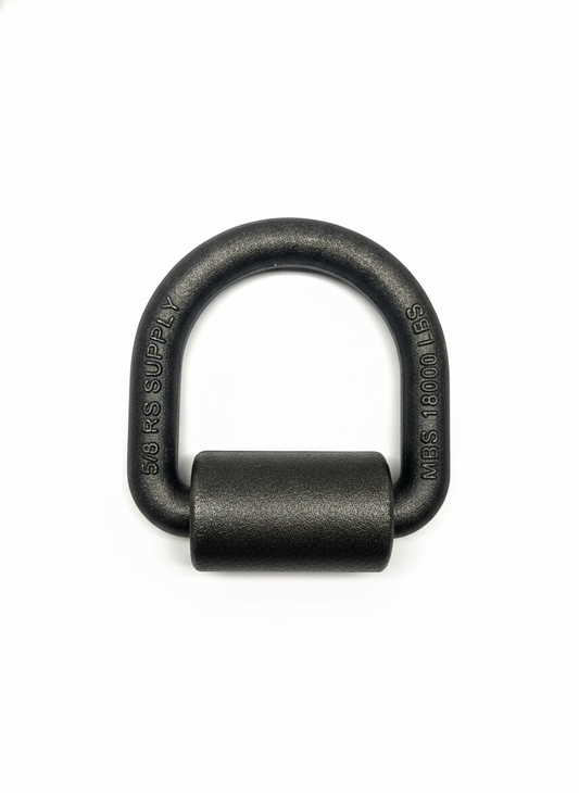 5/8" Steel Weld on D-Ring with Mounting Clip. 18,000lbs Breaking Strength, 6000lbs Working Load Limit