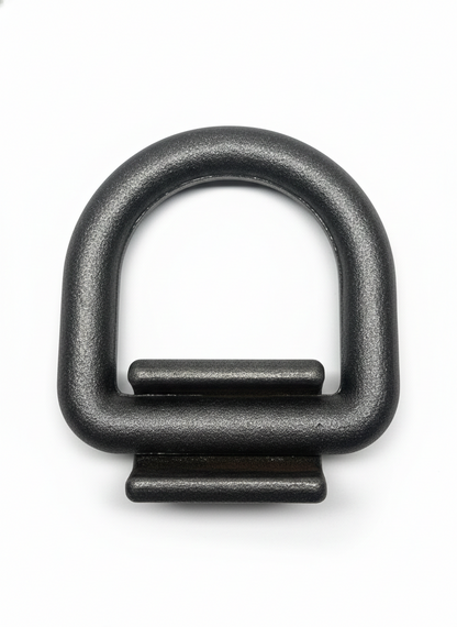 3/4" Steel Weld on D-Ring with Mounting Clip. 26,500lbs Breaking Strength, 8833lbs Working Load Limit