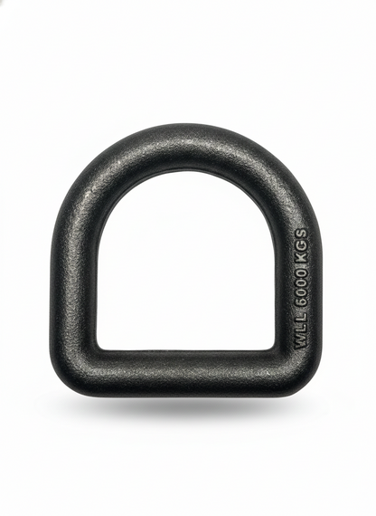 3/4" Steel Weld on D-Ring with Mounting Clip. 26,500lbs Breaking Strength, 8833lbs Working Load Limit