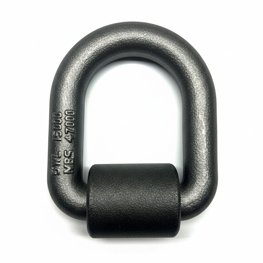 1" Steel Weld on D-Ring with Mounting Clip. 47,000lbs Breaking Strength, 15,000lbs Working Load Limit