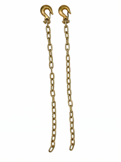 1/4" X 30" Grade 70 - Clevis Style Slip Hook Safety Chain Set - Rated at 18,500 lbs