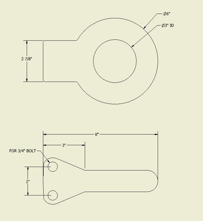 Anillo de luneta de enganche de pivote de acero galvanizado de 3 pulgadas de diámetro interior, 24 000 libras, requiere montaje en canal 
