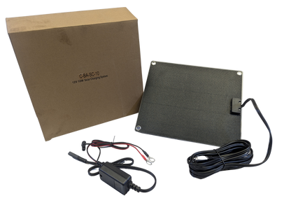 Panel solar de 12 voltios y 10 vatios para remolques, autocaravanas, plataformas basculantes, embarcaciones, etc. Resistente a los rayos UV. Indicador LED que indica si la batería se está cargando.