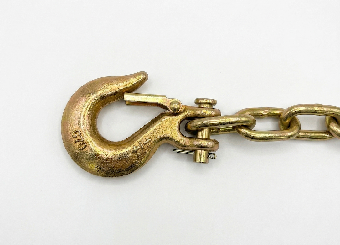 1/4" X 30" Grade 70 - Clevis Style Slip Hook Safety Chain Set - Rated at 18,500 lbs