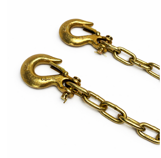 1/4" X 30" Grade 70 - Clevis Style Slip Hook Safety Chain Set - Rated at 18,500 lbs