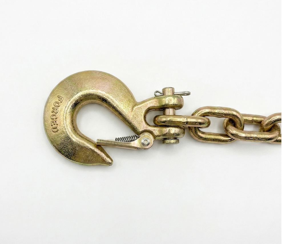 3/8" X 35" Grade 70 - Clevis Style Slip Hook Safety Chain Set - Rated at 26,400 lbs