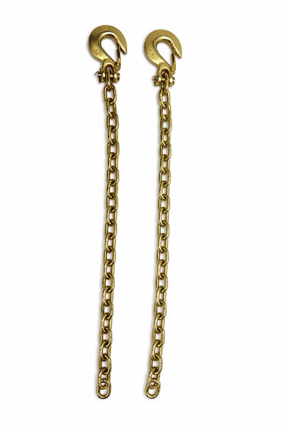 3/8" X 35" Grade 70 - Clevis Style Slip Hook Safety Chain Set - Rated at 26,400 lbs